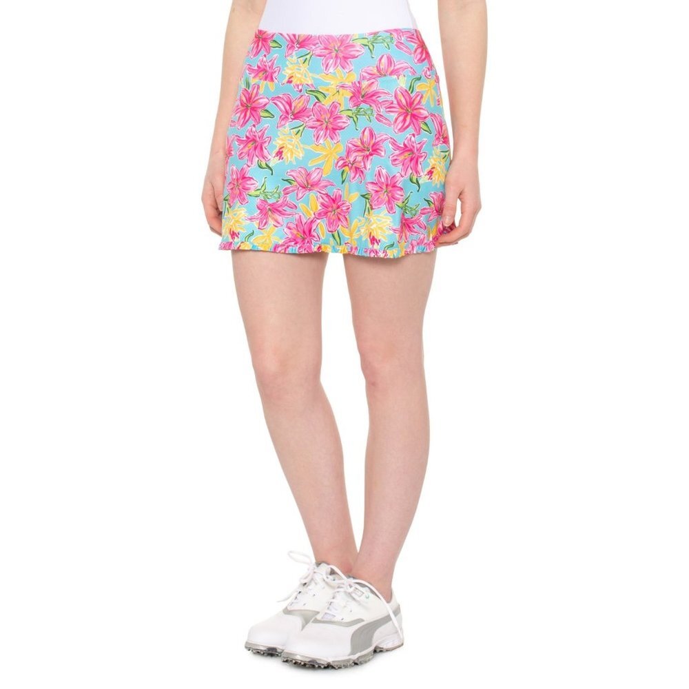 X By Gottex Aqua Flower Rufled Skort Golf and Tennis Moisture Wicking